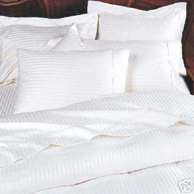 MARRIKAS 300TC Egyptian Cotton KING Duvet Cover WHITE STRIPE