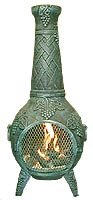 Blue Rooster - ALCH001-AG - Grape Leaf Cast Aluminum Chiminea - Antique Green - Large