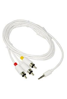 Audio Video RCA Cable for Apple iPod Video/Photo or Watching TV (not compatible with new gen iPod & Zune)