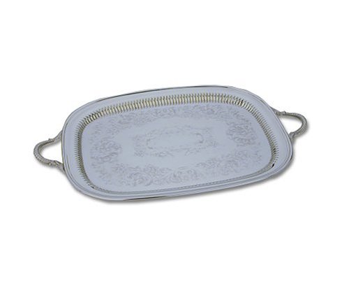Reed And Barton Sheffield Collection 14-by-22-Inch Silver-plated Queen Anne Oblong Tray.