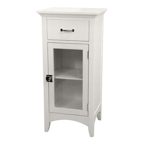 Elite Home Fashions Madison Avenue Collection Shelved Floor Cabinet with Drawer, White