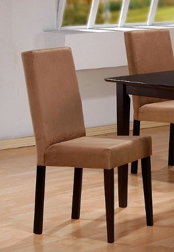 Set Of 2 Brown Microfiber Parsons Dining Chairs