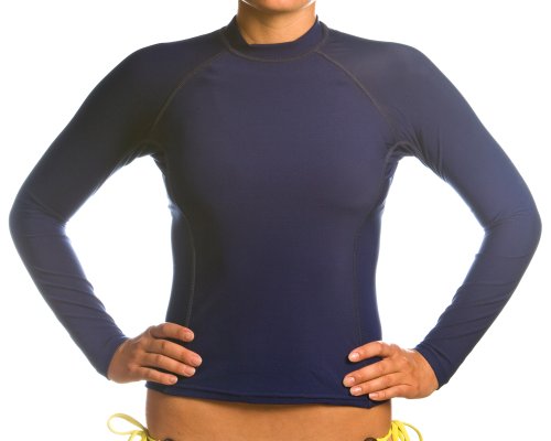 Women's UV Rash Guard Shirt   Long Sleeved Navy Medium