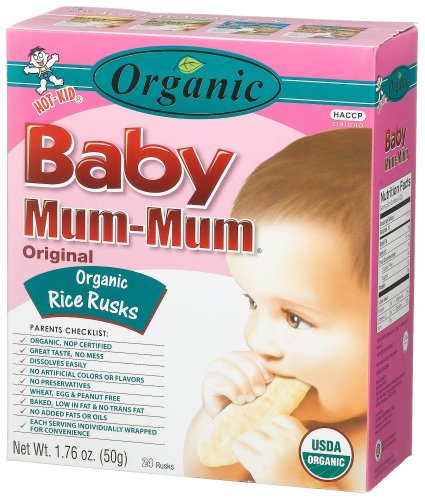 Hot Kid Organic Baby Mum-Mum Original Rice Rusks, 24-Count Rusks Pack of 6.