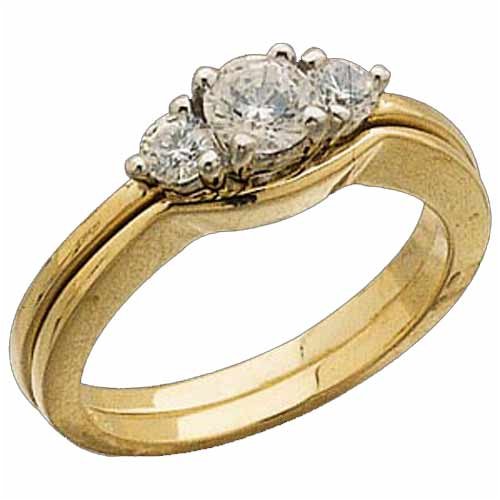 0.50 Ct.T.W. Sparkling Round Cut Diamonds Pre Set in Platinum and 18Kt. Yellow Gold Engagement Ring Set