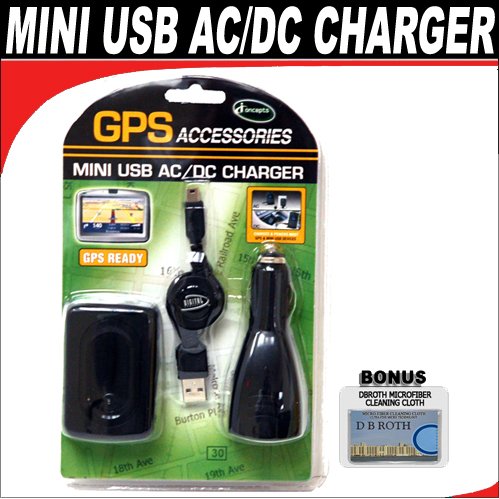 Mini USB AC/DC Charger For The Garmin Nuvi 205, 255T, 265T, 500, 550, 755T, 765T, 850, 885T, 880 GPS Systems
